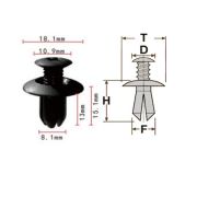 Клипса T-0004 (KJ-007, KJ-1042) автомобильная с резьбовым штырьком, 25шт.