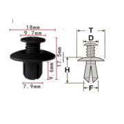 Клипса T-0021 автомобильная с резьбовым штырьком, 25шт.