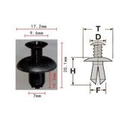 Клипса T-0024 автомобильная с резьбовым штырьком, 25шт.