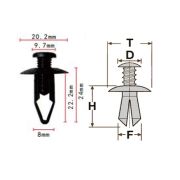 Клипса T-0025 автомобильная с резьбовым штырьком, 25шт.