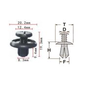 Клипса T-0029 автомобильная с резьбовым штырьком, 25шт.