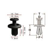 Клипса T-0053 автомобильная с резьбовым штырьком, 25шт.
