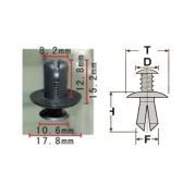 Клипса T-0054 автомобильная с резьбовым штырьком, 25шт.