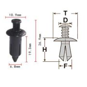 Клипса T-1001 (KJ-204e) автомобильная с нажимным штырьком, 25шт.