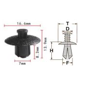 Клипса T-1008 автомобильная с нажимным штырьком, 25шт.