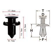Клипса T-1010 ( KJ-838) автомобильная с нажимным штырьком, 25шт.