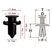 Клипса T-1012 (KJ-085) автомобильная с резьбовым штырьком, 25шт.
