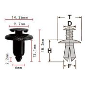 Клипса T-1017 (KJ-308) автомобильная с нажимным штырьком, 25шт.