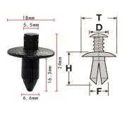 Клипса T-1019 (KJ-053,KJ-2163) автомобильная с нажимным штырьком, 25шт.