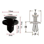 Клипса T-1024 (KJ-690) автомобильная с нажимным штырьком, 25шт.