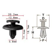 Клипса T-1025 (KJ-502,KJ-1232) автомобильная с нажимным штырьком, 25шт.