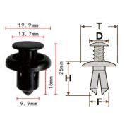 Клипса T-1029 (KJ-1013) автомобильная с нажимным штырьком, 25шт.