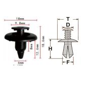 Клипса T-1030 (KJ-300) автомобильная с резьбовым штырьком, 25шт.