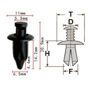 Клипса T-1033 (KJ-2223,KJ-034) автомобильная с нажимным штырьком, 25шт.