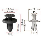 Клипса T-1039 (KJ-2238,KJ-2158) автомобильная с нажимным штырьком, 25шт.