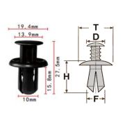 Клипса T-1040 (KJ-2310) автомобильная с нажимным штырьком, 25шт.