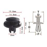 Клипса T-1041 (KJ-850) автомобильная с нажимным штырьком, 25шт.