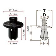 Клипса T-1045 (KJ-355) автомобильная с нажимным штырьком, 25шт.