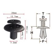 Клипса T-1046 (KJ-661) автомобильная с нажимным штырьком, 25шт.