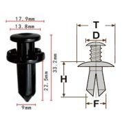 Клипса T-1048 (KJ-661) автомобильная с нажимным штырьком, 25шт.