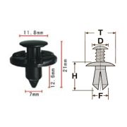 Клипса T-1064 (KJ-2555) автомобильная с нажимным штырьком, 25шт.