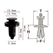 Клипса T-1065 (KJ-066,KJ-2301) автомобильная с нажимным штырьком, 25шт.