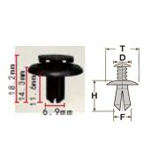 Клипса T-1069 (KJ-1678) автомобильная с нажимным штырьком, 25шт.