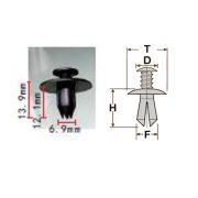 Клипса T-1071 (KJ-1915) автомобильная с нажимным штырьком, 25шт.