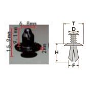 Клипса T-1072 автомобильная с нажимным штырьком, 25шт.