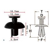 Клипса T-1078 (KJ-2369) автомобильная с нажимным штырьком, 25шт.