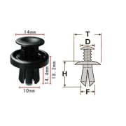 Клипса T-1082 (KJ-2552) автомобильная с нажимным штырьком, 25шт.