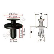 Клипса T-1183 (KJ-2536) автомобильная с нажимным штырьком, 25шт.