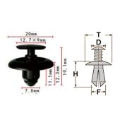 Клипса T-1184 (KJ-1456) автомобильная с нажимным штырьком, 25шт.