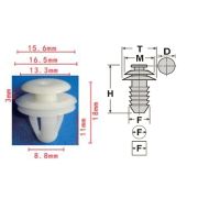 Клипса T-3007 (KJ-489) автомобильная нажимная, 25шт.