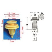 Клипса T-3014 (KJ-513) автомобильная нажимная, 25шт.
