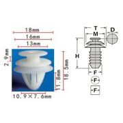 Клипса T-3015 (KJ-304) автомобильная нажимная, 25шт.