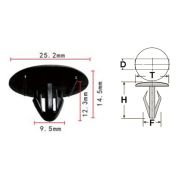 Клипса T-3017 (KJ-307) автомобильная нажимная, 25шт.
