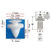 Клипса T-3035 (KJ-688) автомобильная нажимная, 25шт.