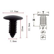 Клипса T-3082 автомобильная нажимная, 25шт.