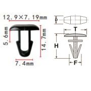 Клипса T-3208 ( KJ-335) автомобильная нажимная, 25шт.